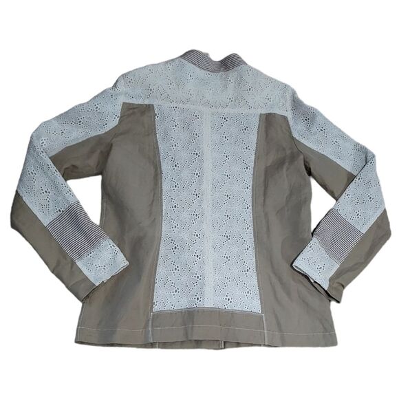 Sundance Mixed Media Eyelet Linen Boho Button-Down Jacket size 12 - Picture 4 of 7